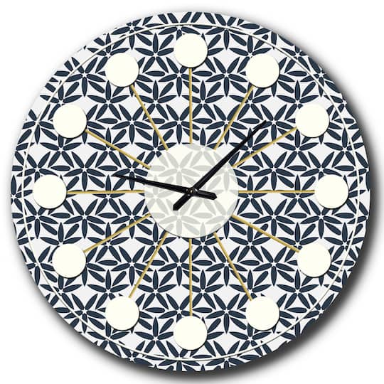 Designart 'Retro Abstract Flower Design Iv Mid-Century Modern Wall Clock